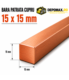 Bara patrata cupru 15 x 15 mm – lungime 3 metri – Cu-ETP